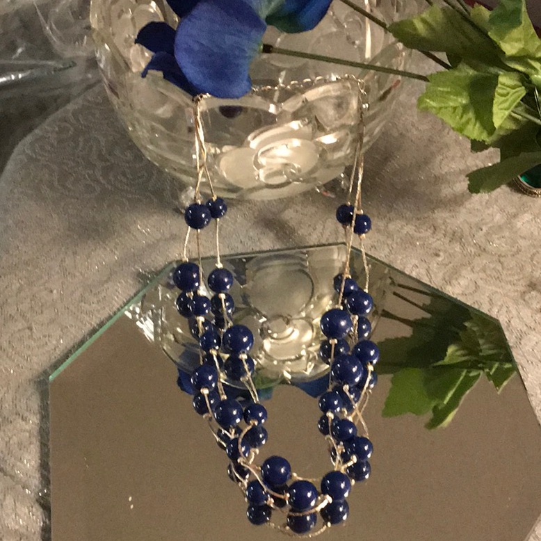 Silver-Tone With Navy Blue Beads.Pretty Anytime!